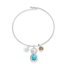 Dune  Pineapple Bangle Larimar and Sand - Goldfinger