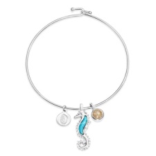 Dune  Seahorse Bangle Larimar and Sand  - Goldfinger