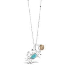 Dune  Crab Necklace Larimar and Sand  - Goldfinger