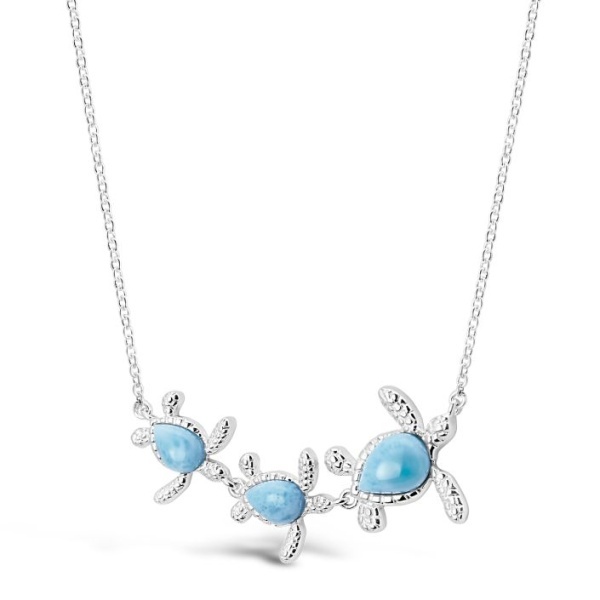 Dune  Sea Turtle Family Necklace Larimar  - Goldfinger