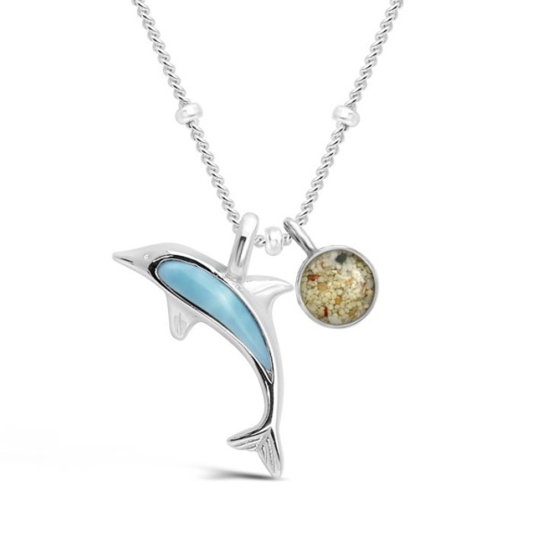 Dune  Dolphin Necklace Larimar and Sand - Goldfinger