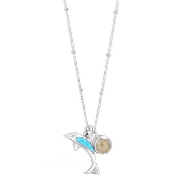 Dune  Dolphin Necklace Larimar and Sand - Goldfinger