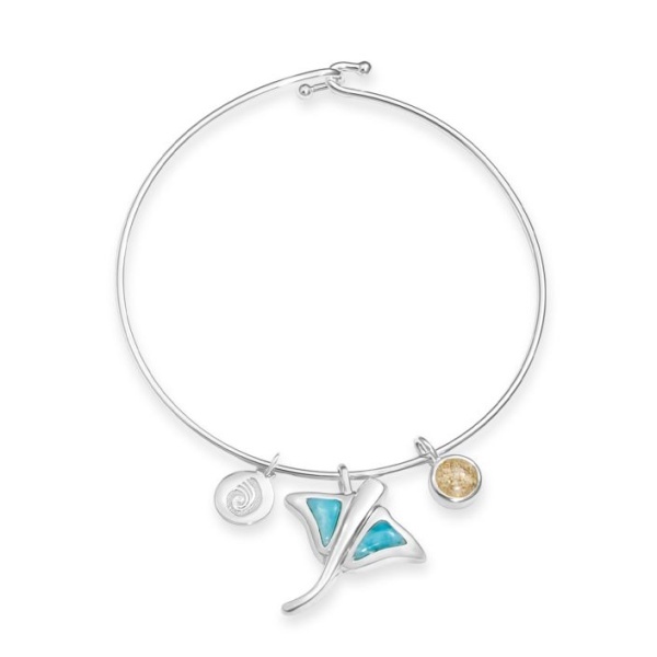 Dune  Stingray Bangle Larimar and Sand  - Goldfinger