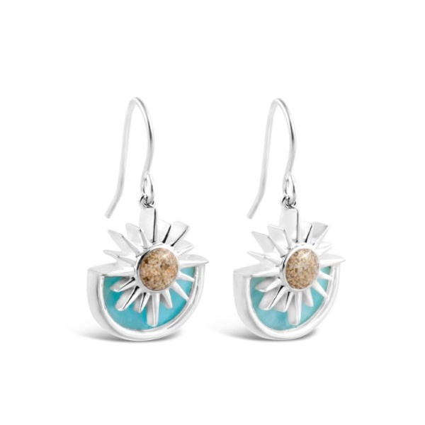 Dune  Sun Splash Earrings Larimar and Sand  - Goldfinger