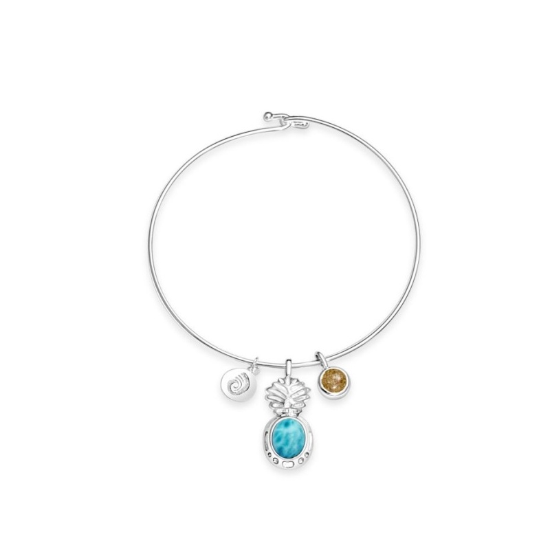 Dune  Pineapple Bangle Larimar and Sand - Goldfinger