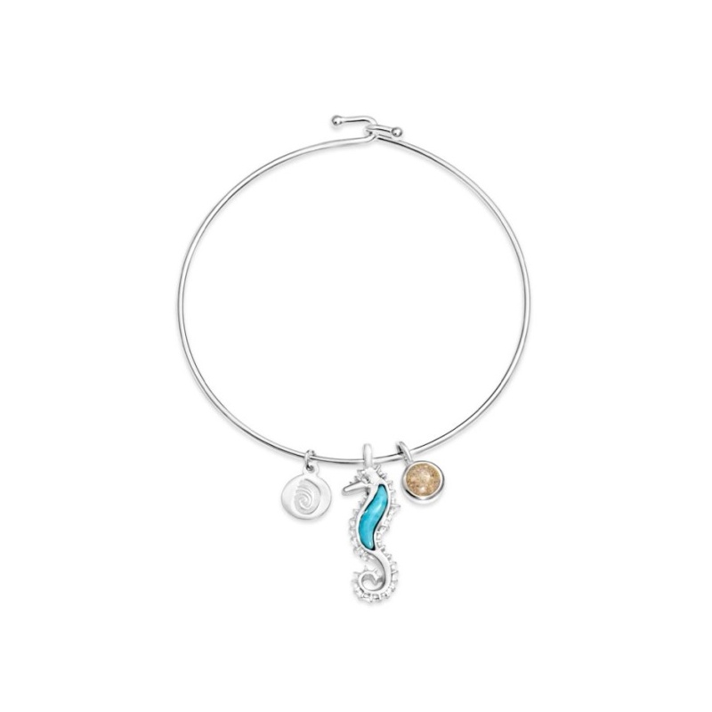 Dune  Seahorse Bangle Larimar and Sand  - Goldfinger