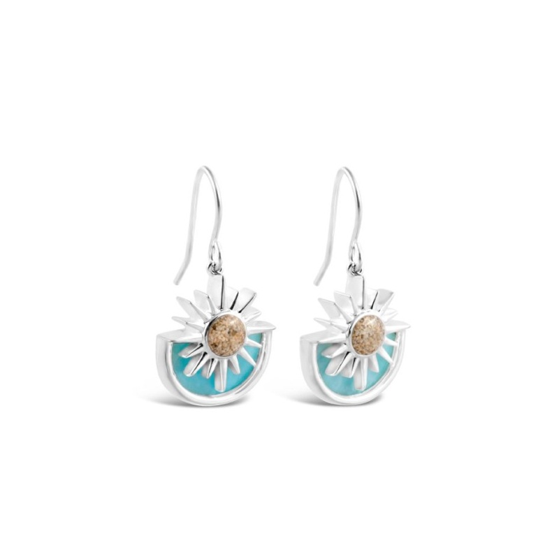 Dune  Sun Splash Earrings Larimar and Sand  - Goldfinger